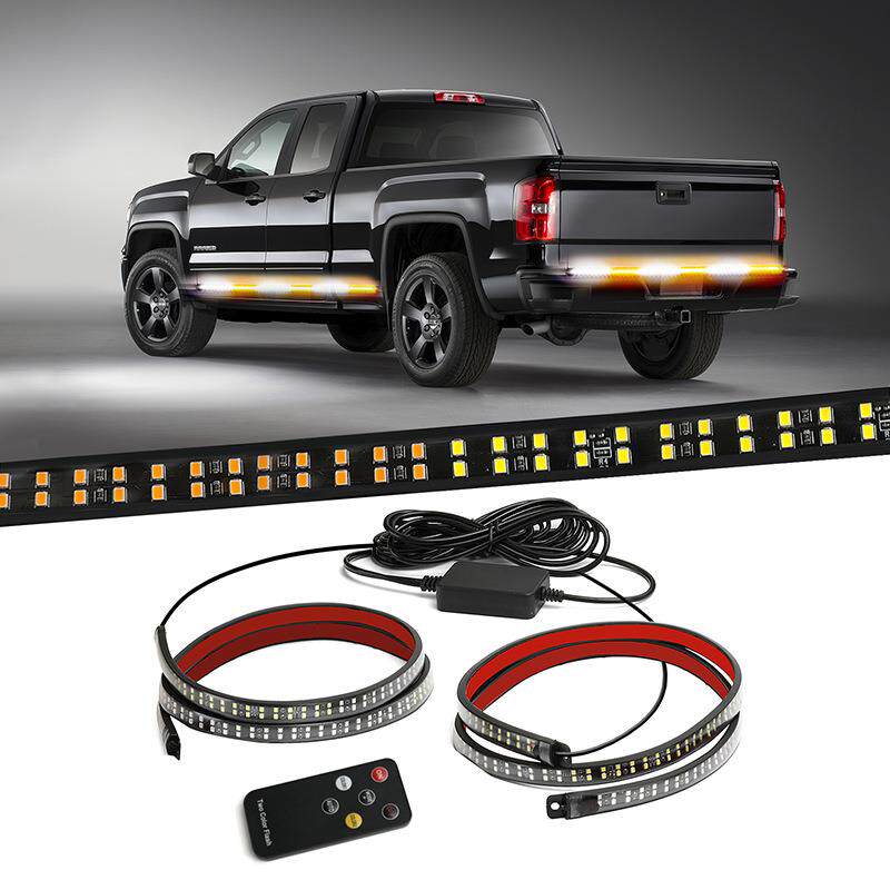 新款汽车led双排流水踏板灯条卡车紧急频闪灯皮卡车门警示灯条