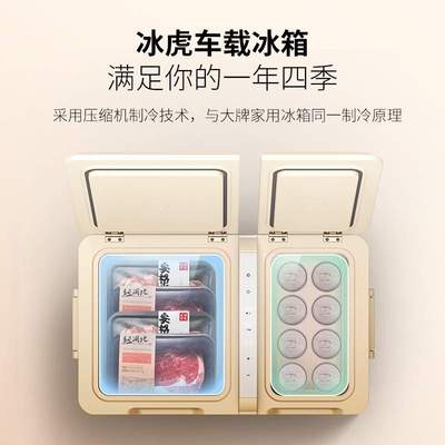 冰虎车家两用车载冰箱压缩机冷热小冰箱12v24v220v通用冷暖两用