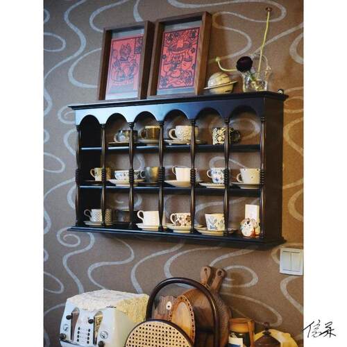 中古杯架店铺美式复用杯架装饰架吊柜多宝茶杯法式收纳置物架