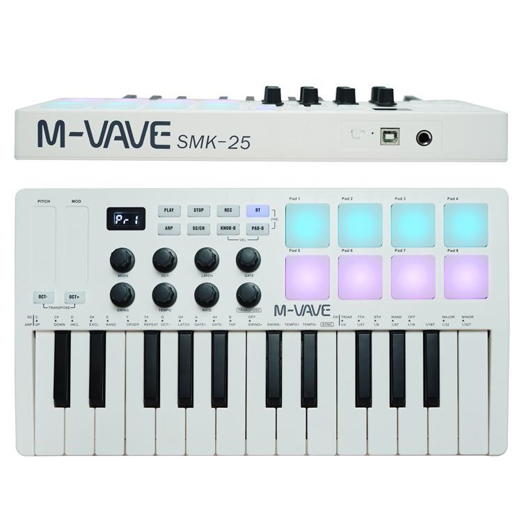 M-VAVE25键MIDI键盘控制器智能便携编曲打击垫电音迷笛控制器外贸图片