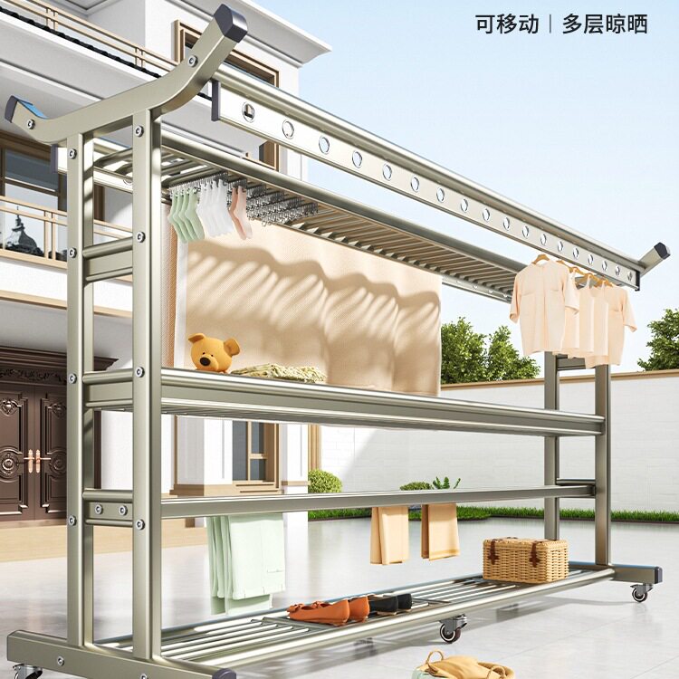 别墅晾衣架落地室外阳台家用多功能大型露台凉衣杆移动庭院晒衣架