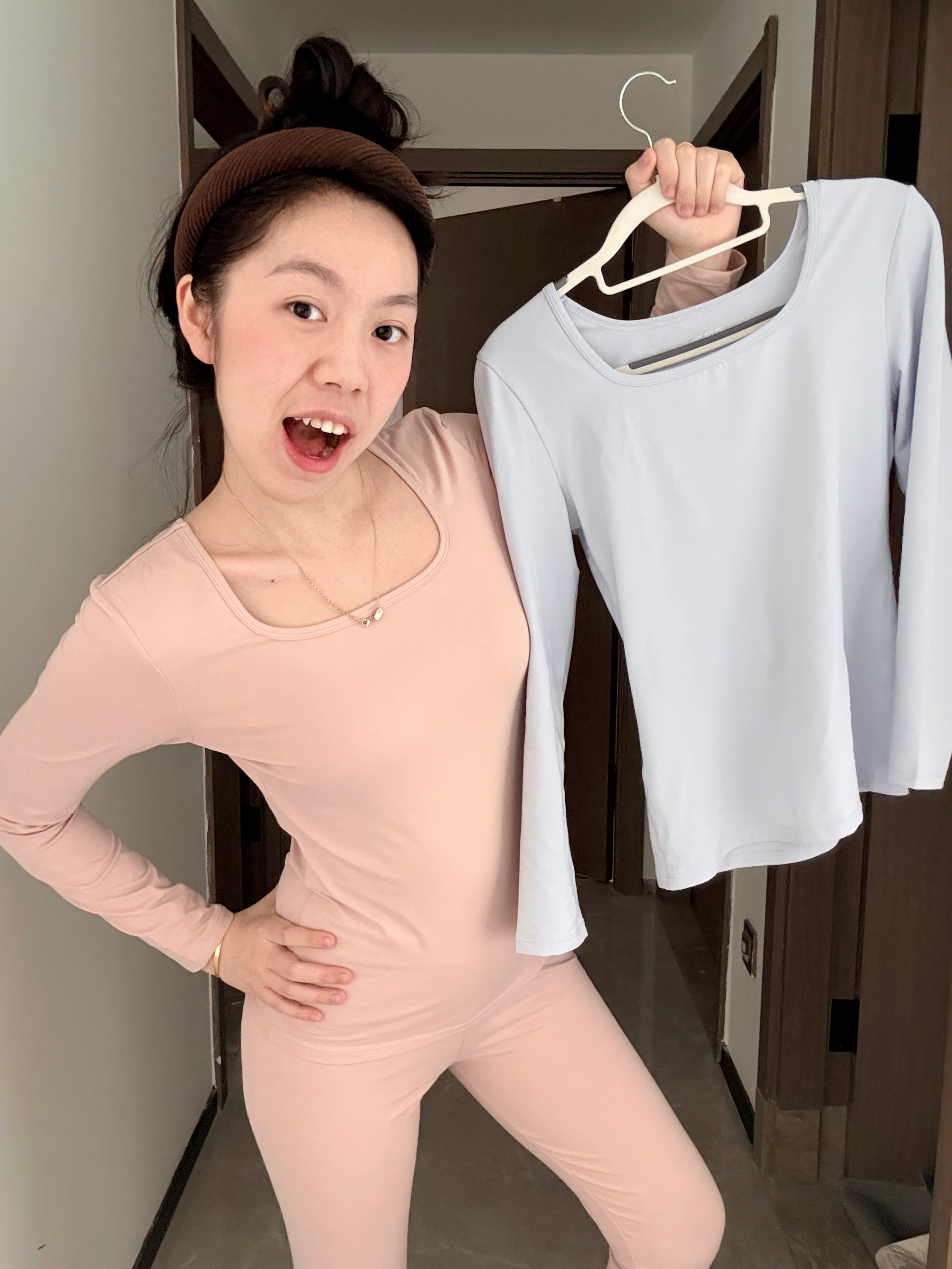 新疆长绒棉A类纯棉保暖内衣女套装打底方领秋衣磨毛高腰秋裤舒适