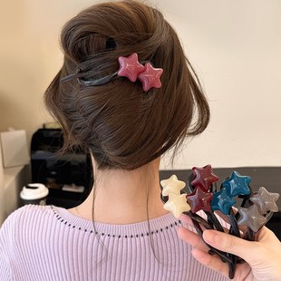 簡(jiǎn)約星星盤發(fā)扭扭夾子頭飾高端發(fā)夾女后腦勺高級(jí)感氣質(zhì)一字發(fā)抓夾