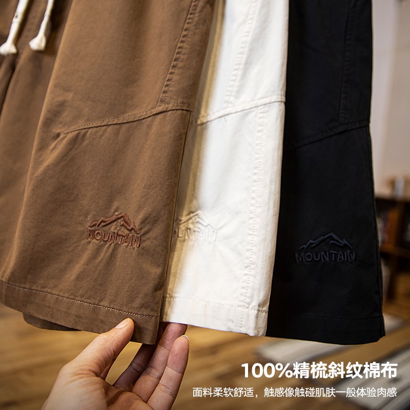美式复古纯棉工装短裤男夏季2025新款户外休闲刺绣W五分裤子男款