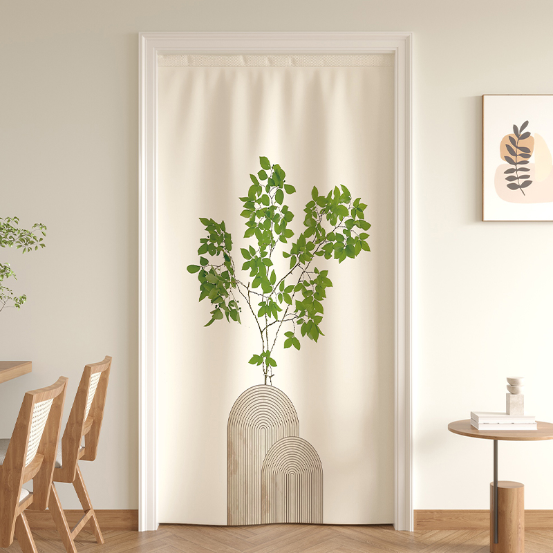 新款布艺门帘隔断帘免打孔安装伸缩杆家用卧Q室空调挡风帘试衣间