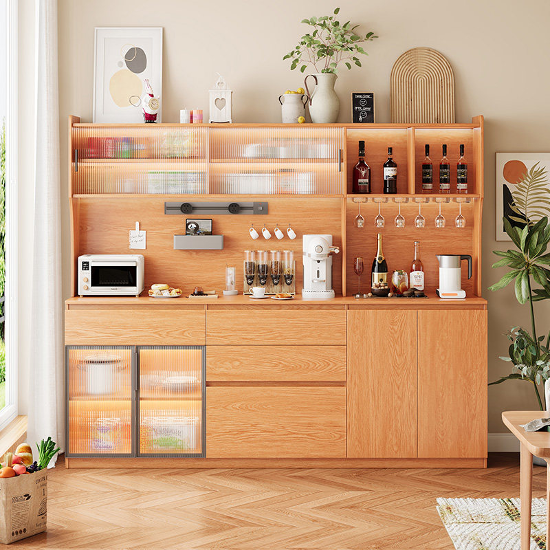 定制实木餐边柜靠墙一o体橡木高柜茶水柜酒柜厨房原木简约储物柜
