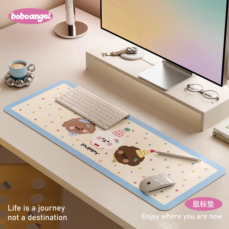 Hi皮小狗超大鼠标垫女s生电脑工位桌垫防水防油游戏键盘垫书桌垫