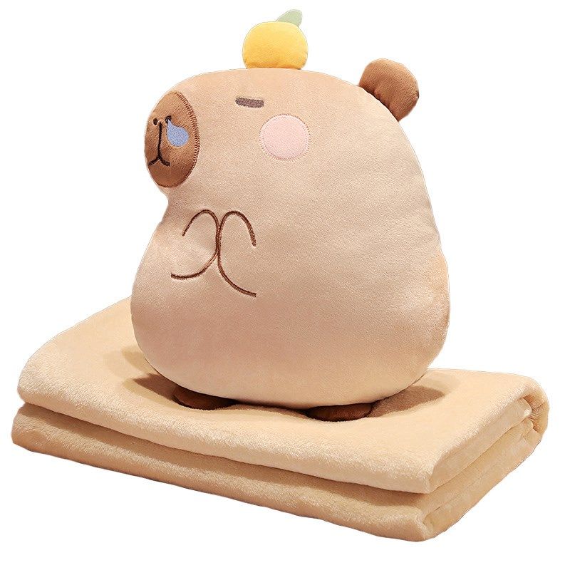 卡皮巴拉抱枕被子两用午睡空调毯子二合一M靠垫枕头多功能汽车盖