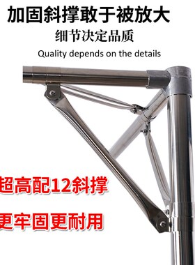 32管不拼接支架杆子加粗加厚家用不锈钢落地式1.5m1U.82米大床蚊