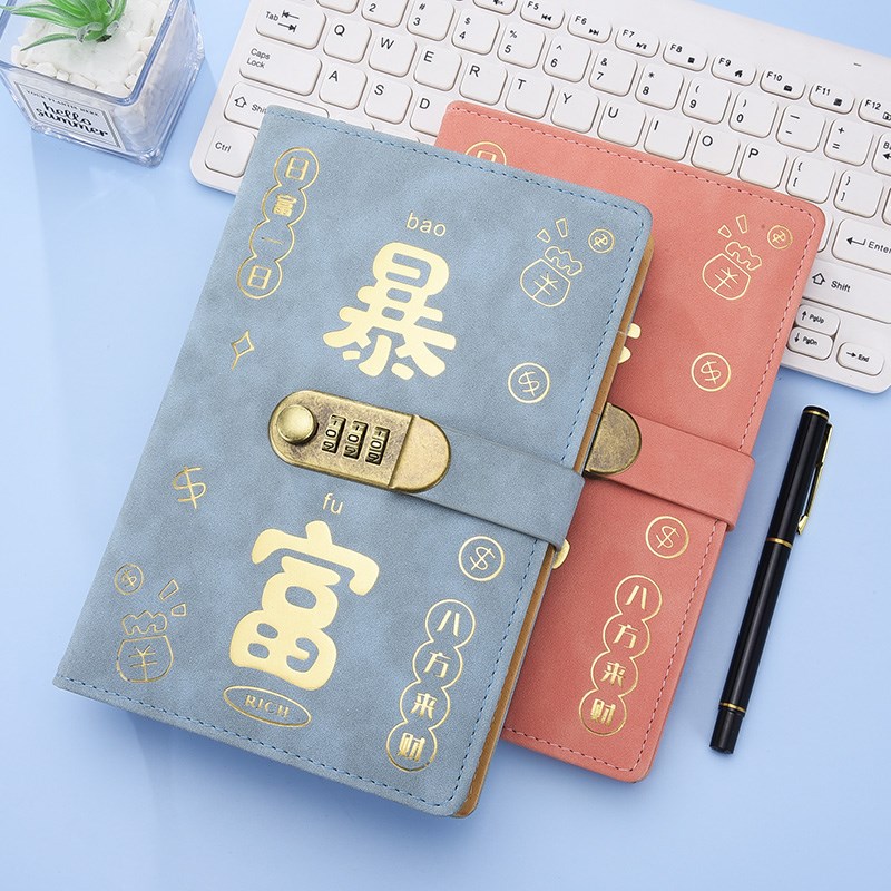 A5密码锁记账i本家庭理财笔记本子明细账每日流水账本现金日记本