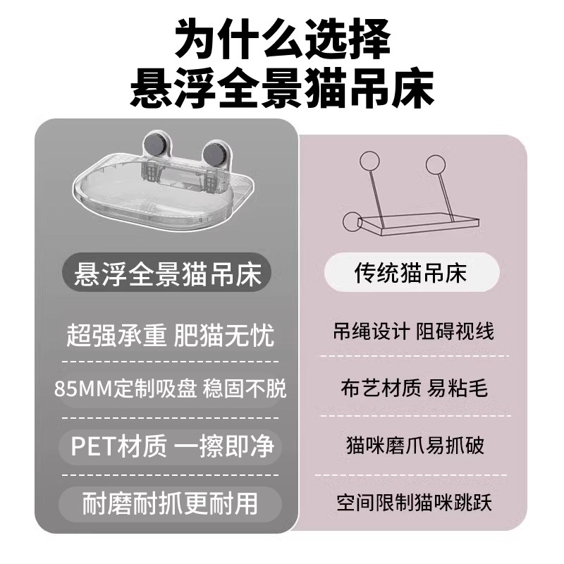 猫吊床窗户夏季猫l咪吸盘悬挂式阳台窗边玻璃挂窝吊篮猫床晒太阳