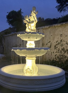 欧式庭院装饰流水喷泉婚庆许愿池别墅花园露台鱼池户.外园林摆件