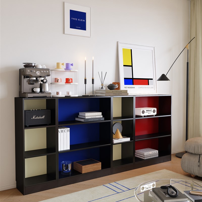 包豪斯书柜组合柜书架落地置w物架客厅靠墙收纳柜家用储物柜展示
