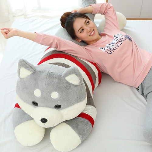 柴犬公仔长条抱枕可爱狗狗毛绒玩具玩偶超萌女床上抱着.睡觉布娃