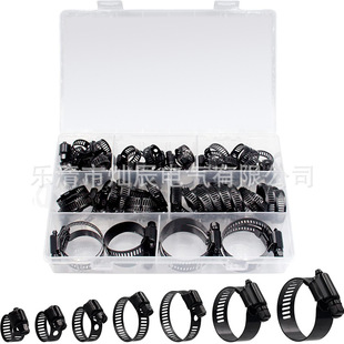 美式喉箍 60pcs盒装不锈钢镀黑箍圈抱箍 201不锈钢卡箍 跨境货源