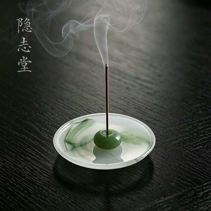隐志堂 | 琉璃玉香插 创意托香炉香插线香底座家用插香盘家用摆件