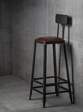 吧台椅凳高脚铁艺家靠背凳桌椅椅用TB-55348子吧美式酒吧椅高脚椅