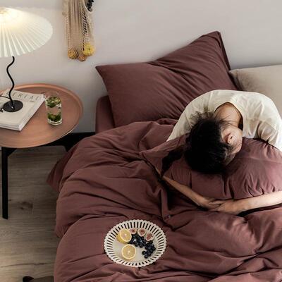 被.套单件纯色裸睡全棉针织天2竺棉罩被单人15x.0米HCZZ双人简约