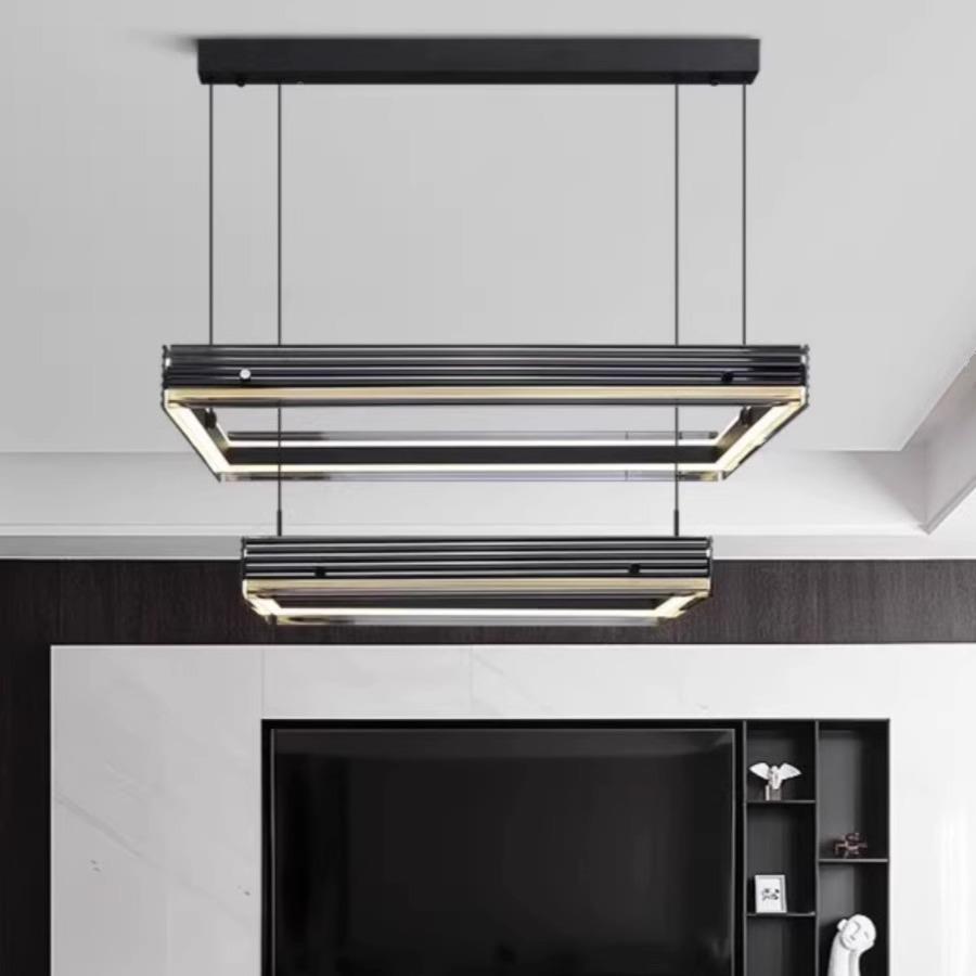 性客简客厅厅吊灯个轻奢方形简约大气玻D8230璃灯具铝材意式现代