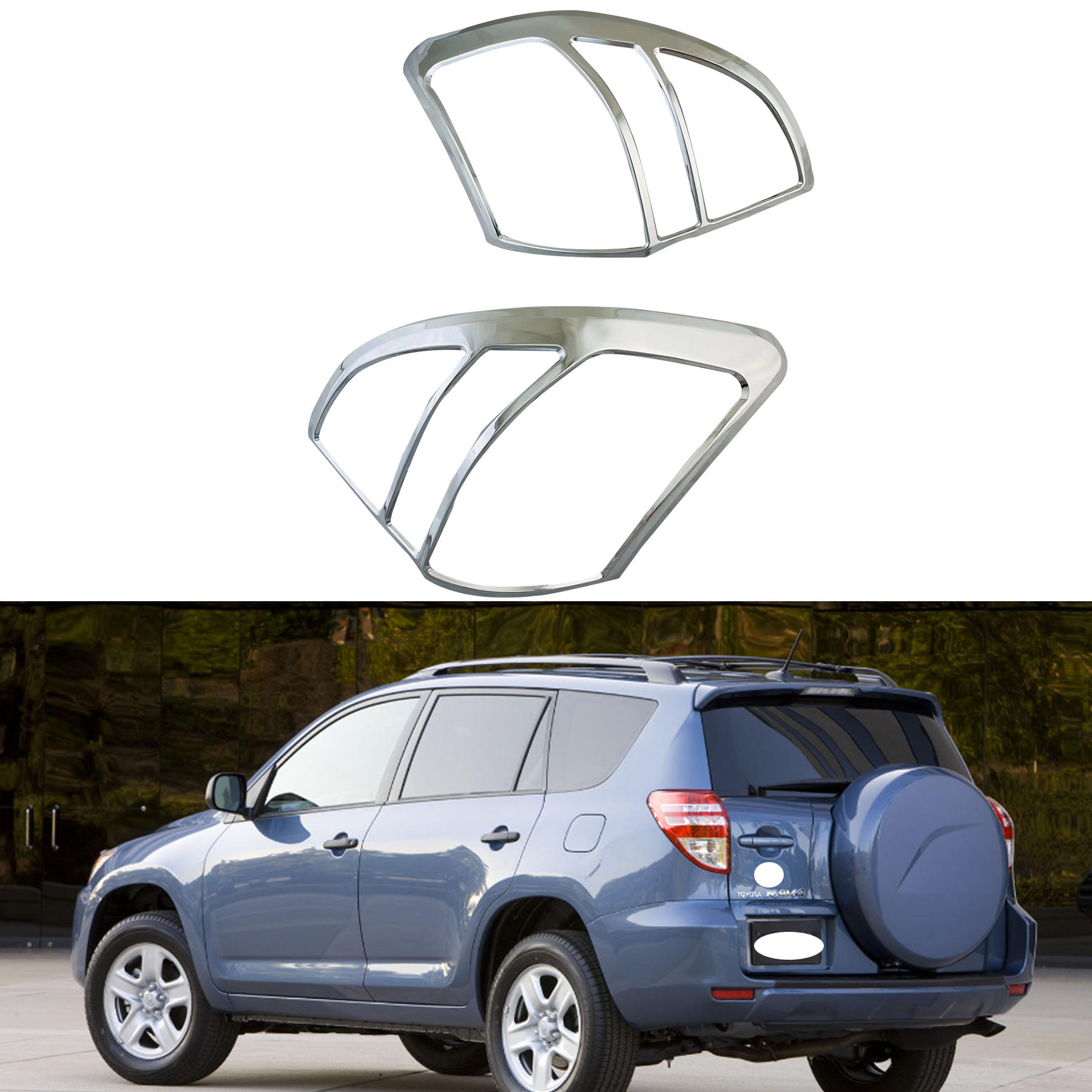 适用于2009-2012RAV4后灯罩ABS镀铬后灯框电镀ABS改装汽车装饰件