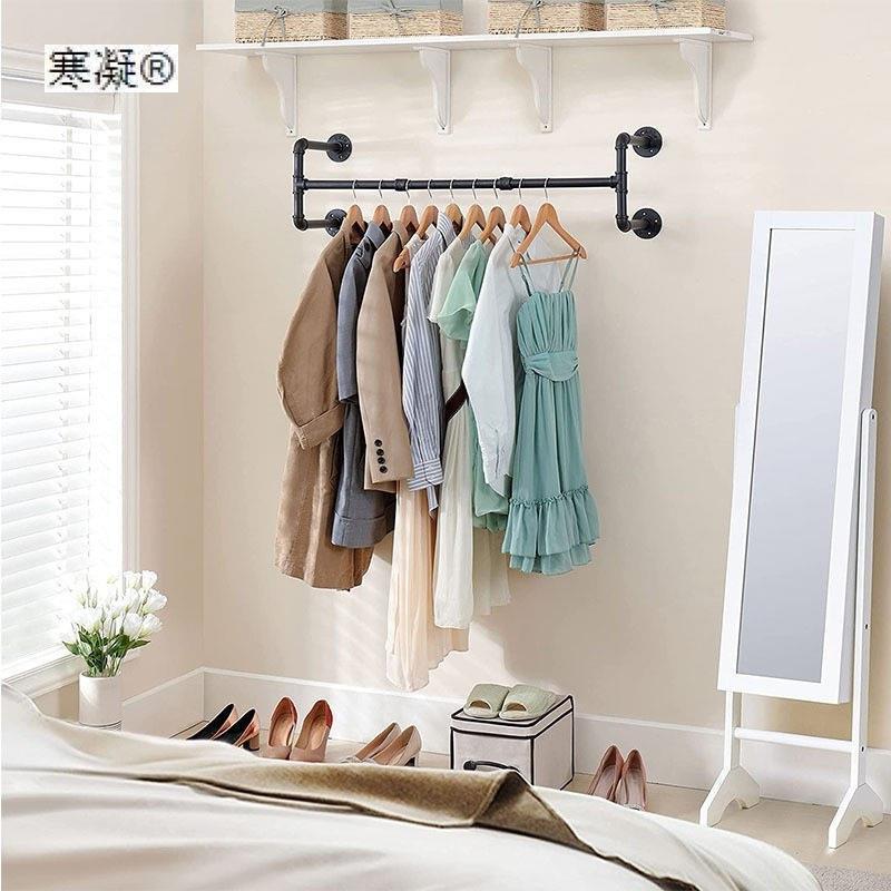 工业风服装店服装架金属壁挂式衣架服装展示道具做旧水管展示衣架