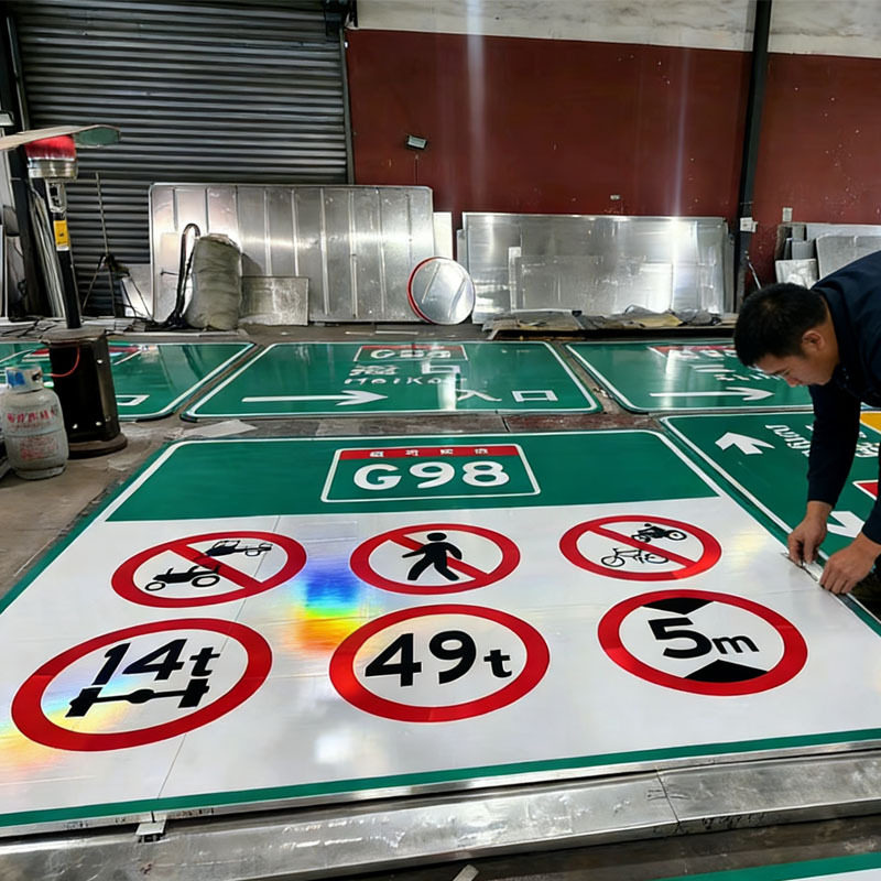 高速路标绿色方形广告牌全套交通标志牌乡村道路提示牌生产厂家