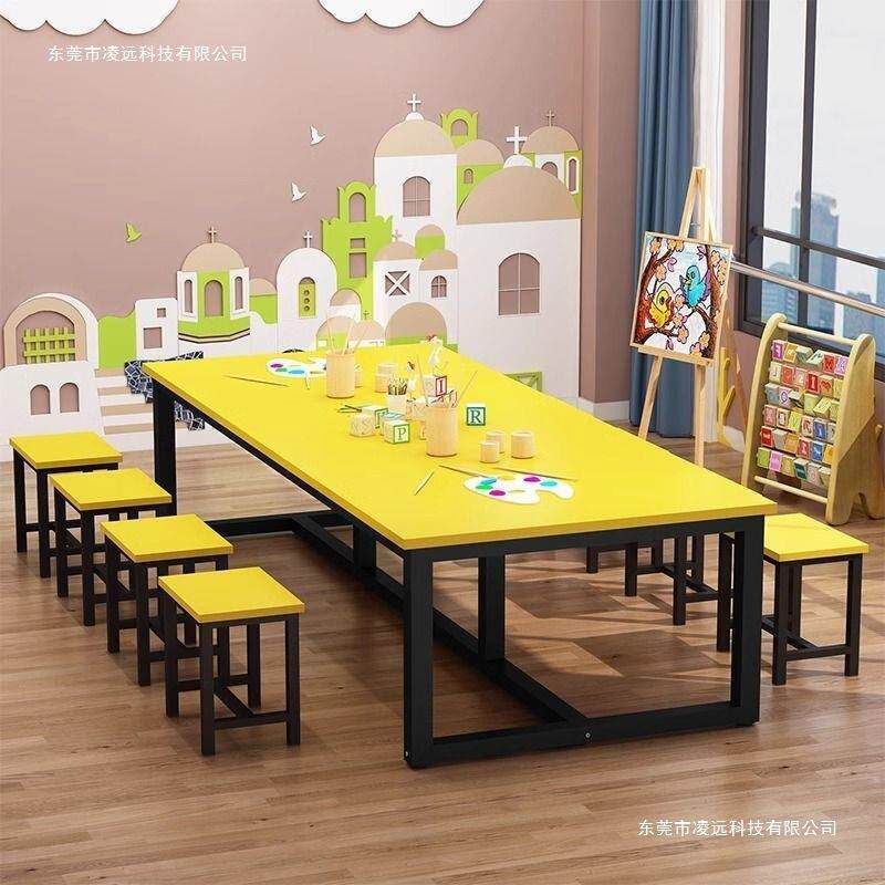小学生绘画桌幼儿园课桌椅辅导班美术培训桌彩色学习桌手工补习班