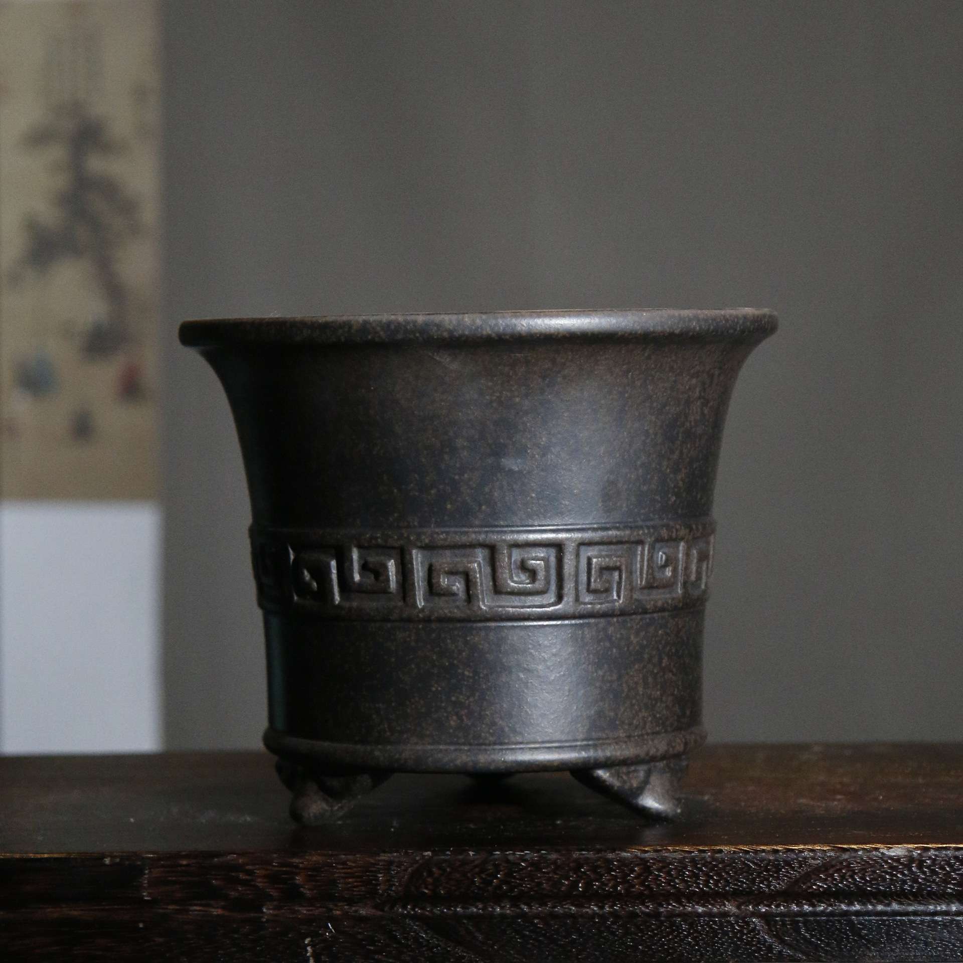 紫砂花盆仿古高盆大花盆手工禅意兰花盆中国风古风盆景盆