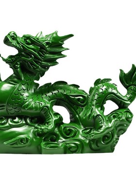 绿色木头龙摆件实木质十二生肖木雕龙客厅装饰新S居开业送礼工艺