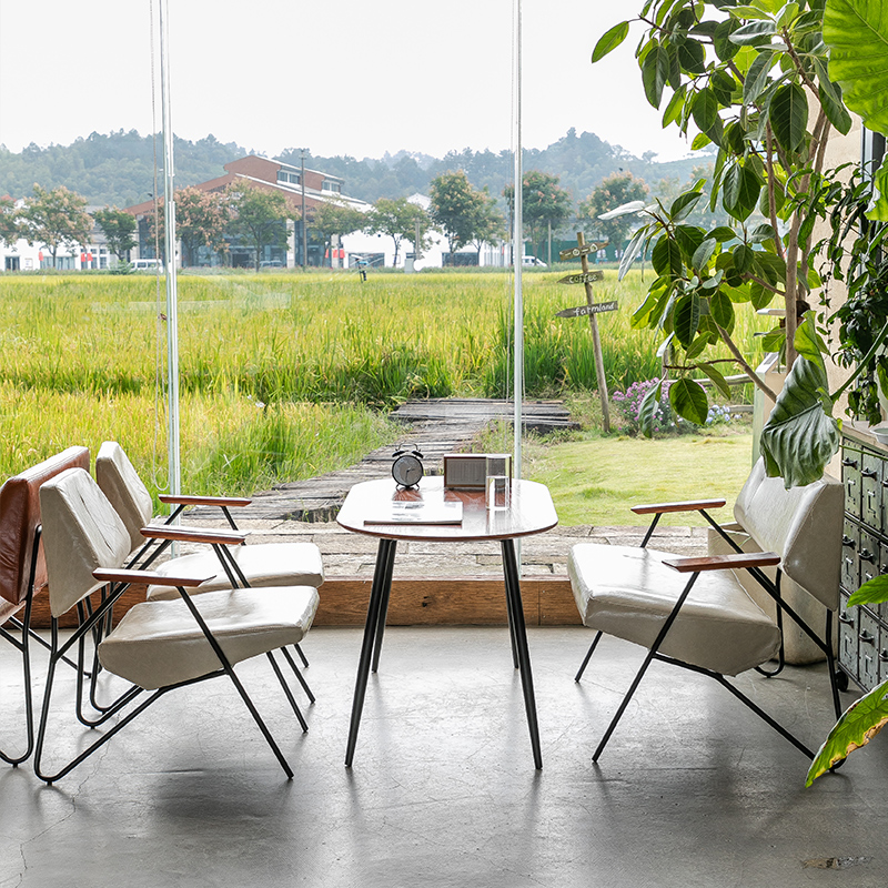 铁艺咖啡厅甜品奶茶店清吧书店沙发接待单P人简约休闲桌椅组合