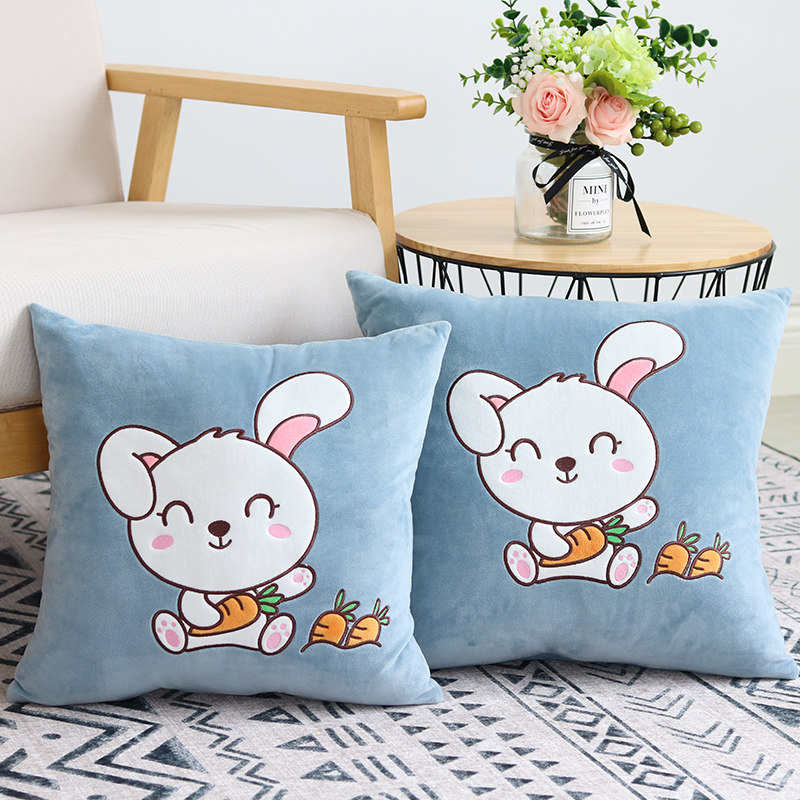 可爱卡通抱枕沙发靠垫办公室床头靠背G汽车靠枕正方形抱枕套不含