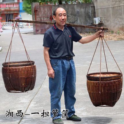 手工竹编烟熏筐大竹筐篓子婚礼竹筐家具收L纳筐簸箕做旧竹箩筐包