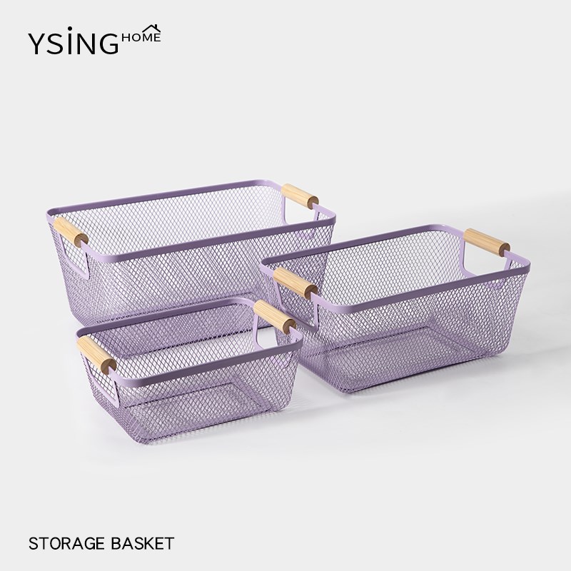 铁艺收纳筐家用客厅o杂物收纳篮桌面零食玩具水果镂空长方形储物