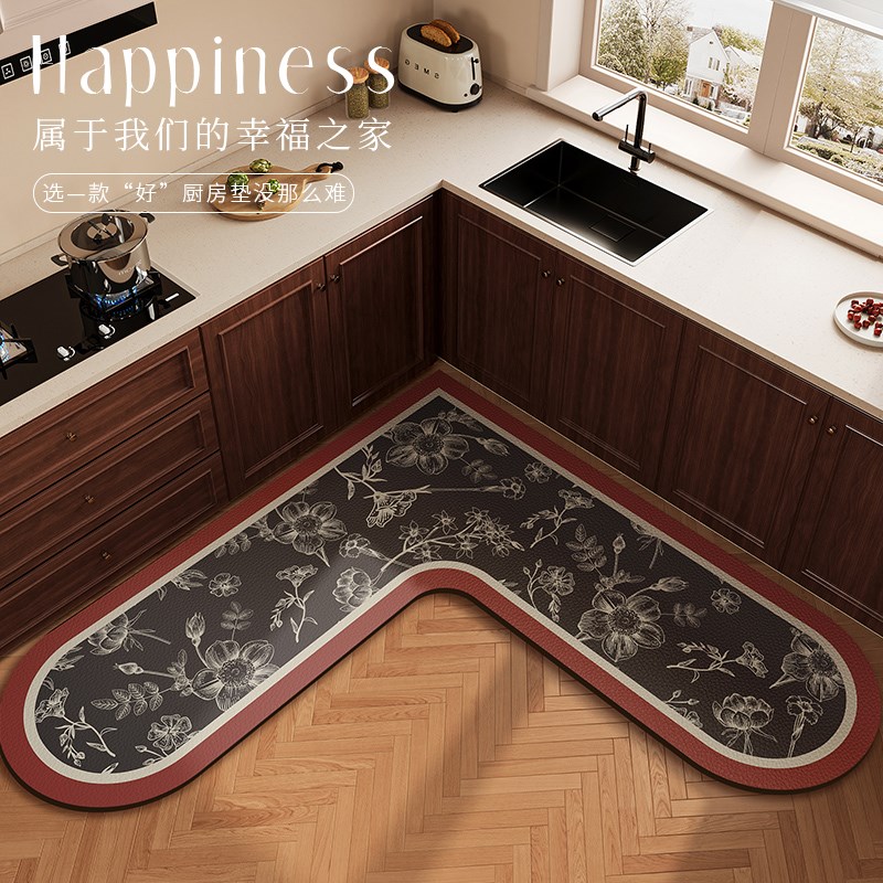 高端厨房地d垫L型pvc皮革脚垫防滑防油防水可擦免洗耐脏地毯垫