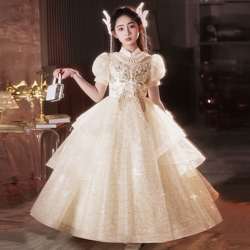 儿童礼服公主裙i花童高端生日婚礼蓬蓬裙子主持人钢琴演奏演出服