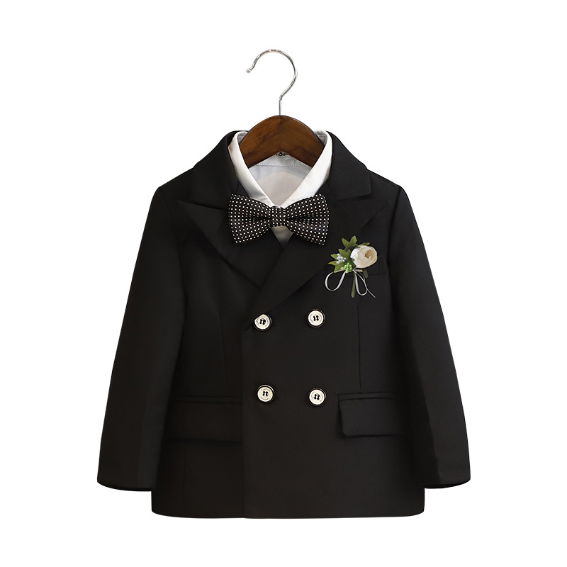 男童西装套装春秋加绒生日周x岁礼服冬季英伦花童婚礼走秀儿童西