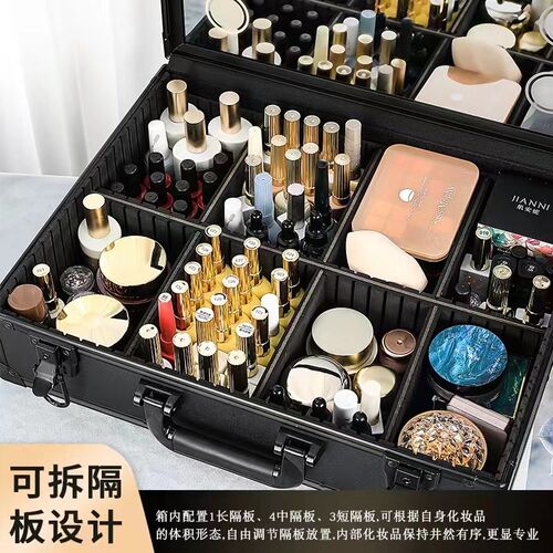 专业跟妆师化妆箱高级LED镜子带灯2024新款Q手提便捷大容量用收纳