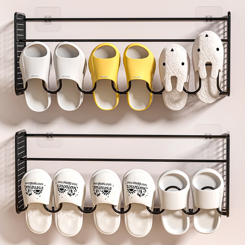 免打孔门后鞋架壁挂式家用简易门口宿舍浴室N墙上置物鞋子收纳神