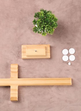 实木十字架摆台原木色桌面摆件挂墙壁挂装饰品S家居饰品小礼物品