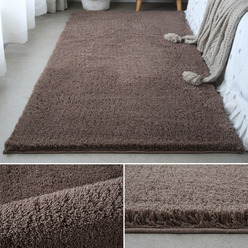 灰色地毯卧室短绒床边p毯房间全铺纯色加厚毛绒隔音地垫主卧床前