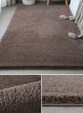 灰色地毯卧室短绒床边p毯房间全铺纯色加厚毛绒隔音地垫主卧床前