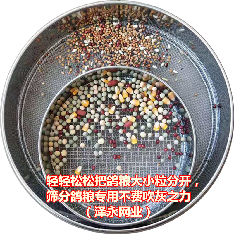 不锈钢分鸽粮筛子l手持家用工具过滤网大粒分离洗粮盘粮砂鸽子鸟