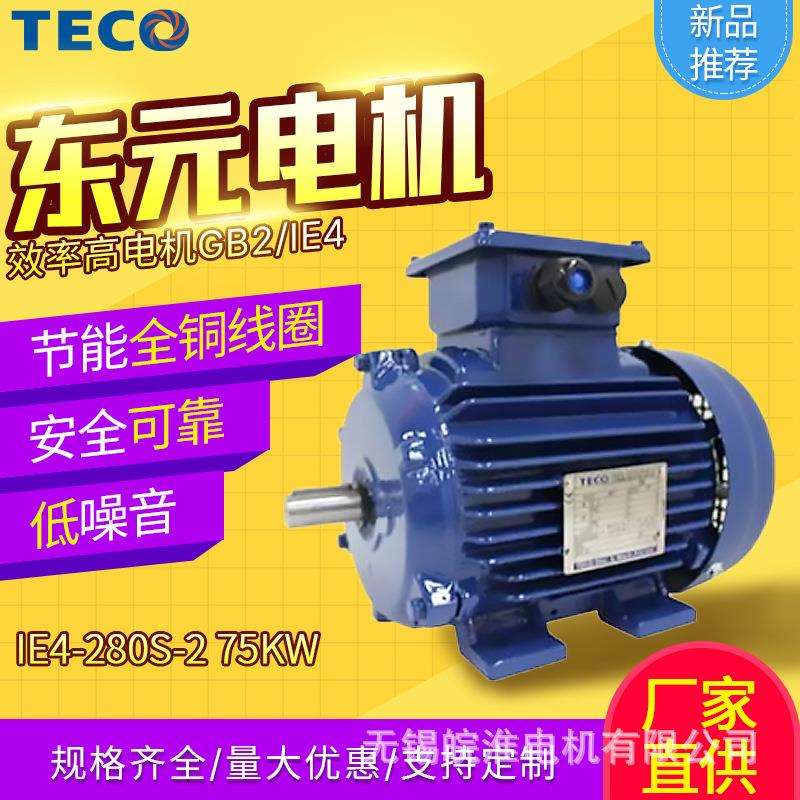 东元电机效率高电机GB2/IE4-132S1-2 5.5KW二级能效低压75kw现货