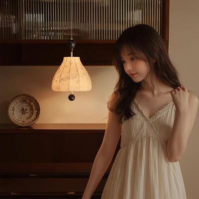 床头吊灯 主卧室房间书房法式复古中古风中式新款宋式美学