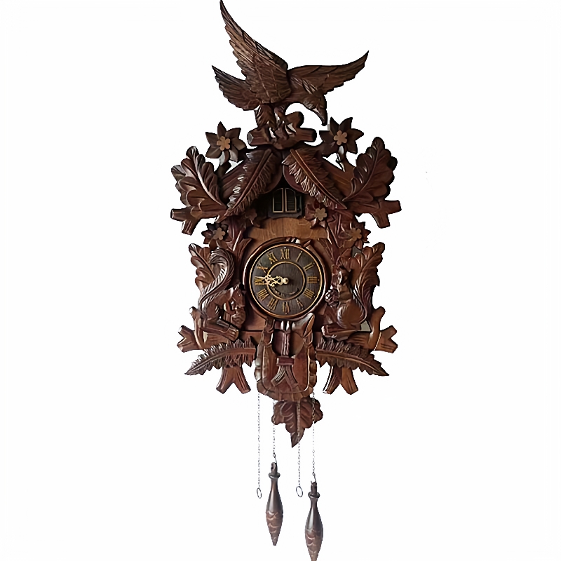 2024新款跨境私模纯实木布谷鸟挂钟 简约咕咕钟闹钟时钟 创意装饰