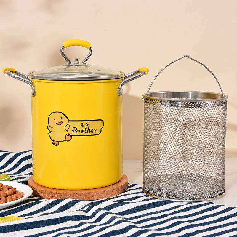 家用多功能油炸壶 单身宿舍煮面条锅日式捞面锅带滤网盖子迷你锅