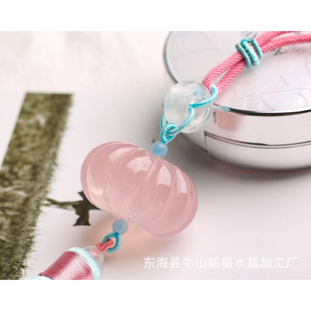 工厂天然粉晶南瓜珠车挂档位挂车饰搭配饰海蓝宝白水晶路路通