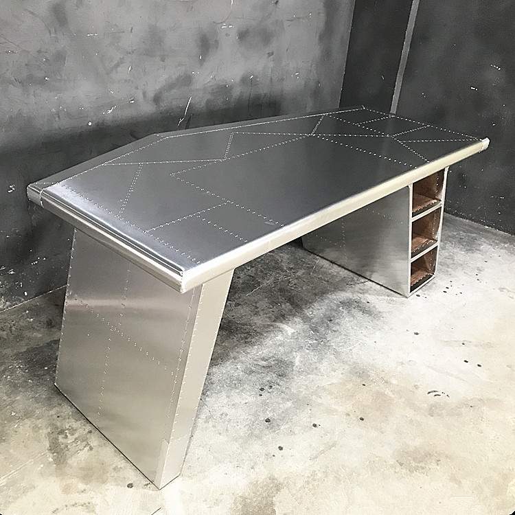 美式工业风格家具创意LOFT航空铝皮书台办公桌书桌电脑桌工位