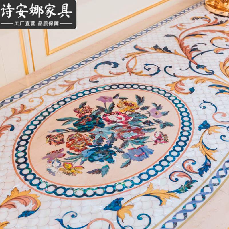 欧式彩绘拼花餐边柜实木雕花玄关柜边柜客厅装饰柜餐边储物柜