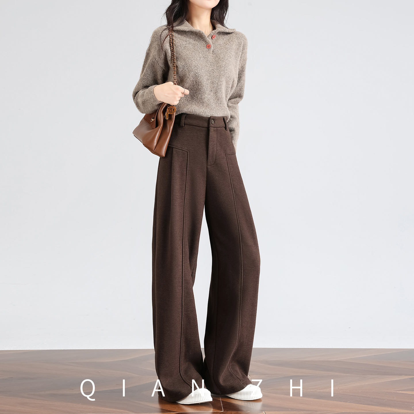 高腰显瘦秋冬加厚直筒长裤子女士